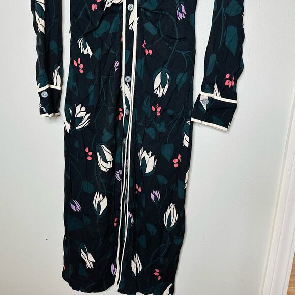 KATE SPADE Deco Bloom Crepe Button Front Long Sleeves Collared Mini Dress size 4 - Picture 6 of 11